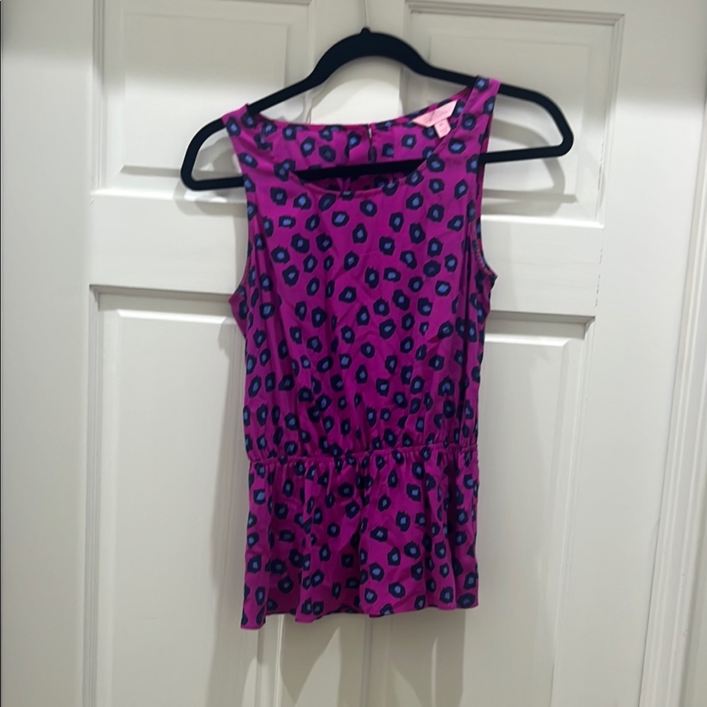 Lilly Pulitzer Pink Fitted Peplum Tank Top